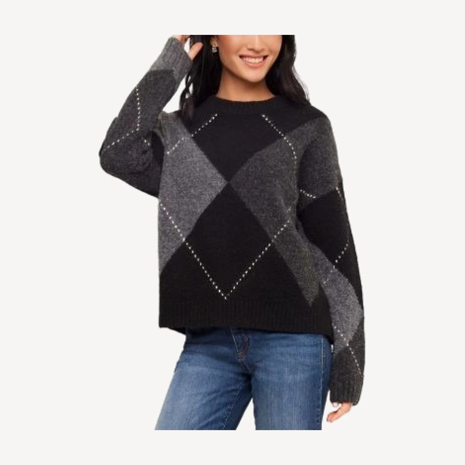 Karen Kane Argyle Crewneck Sweater