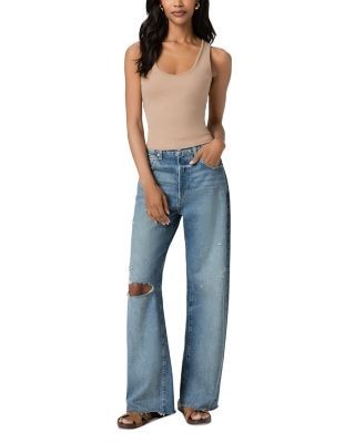 Paige Arellia Skimmer High Rise Barrel Jeans in Terazzo Destructed, photo 2