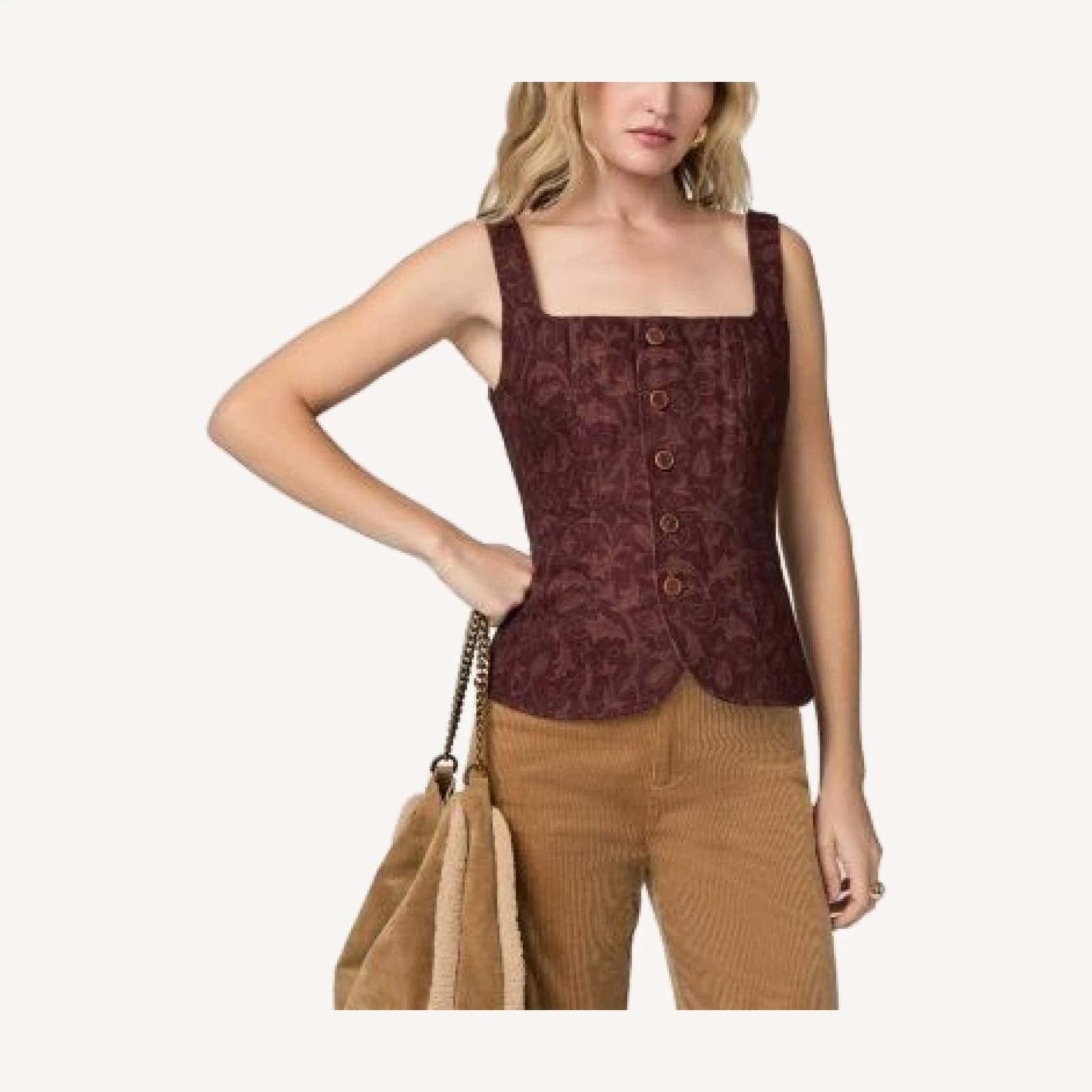 Paige Alessia Printed Button Front Vest