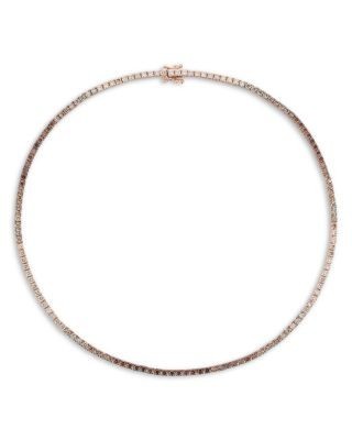 Bloomingdale's Fine Collection Brown Ombre Diamond Choker Tennis Necklace in 14K Rose Gold, 6.10 tcw