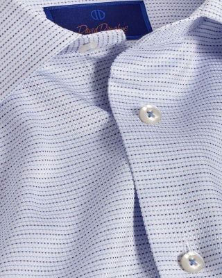 David Donahue Trim Fit Micro Dobby Dot Dress Shirt