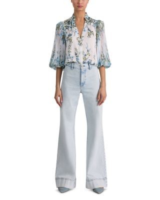 Alice and Olivia Ilan Pleated Blouson Sleeve Top, photo 2