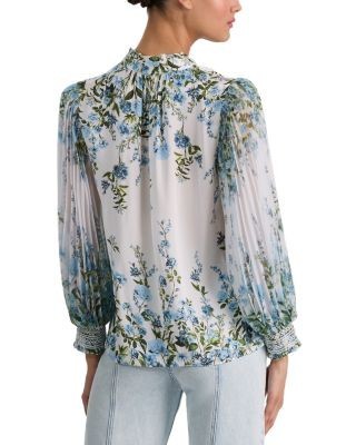 Alice and Olivia Ilan Pleated Blouson Sleeve Top, photo 3