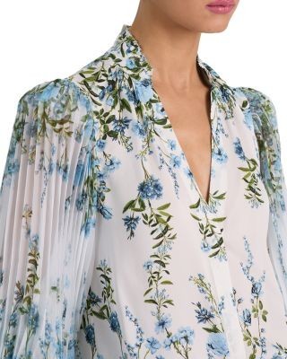 Alice and Olivia Ilan Pleated Blouson Sleeve Top, photo 4