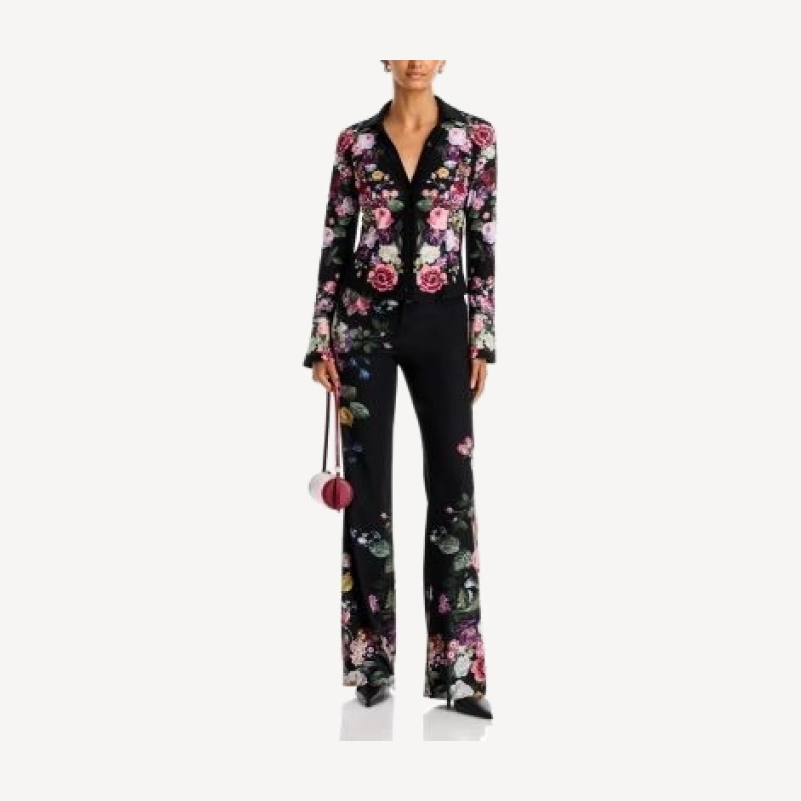 Alice and Olivia Freya Floral Print Fitted Blouse