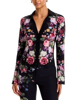 Alice and Olivia Freya Floral Print Fitted Blouse, photo 3