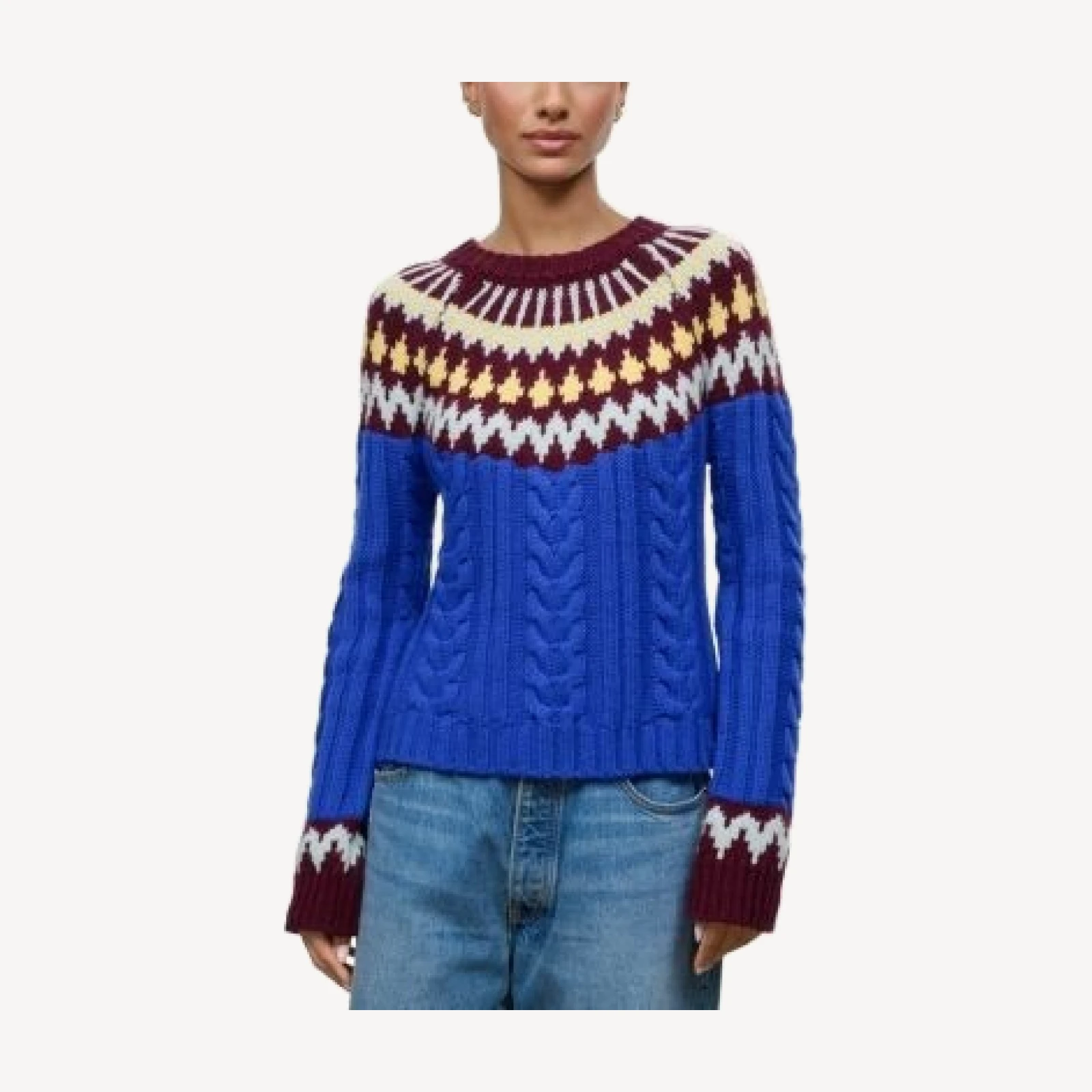 Staud Zane Wool Blend Fair Isle Sweater