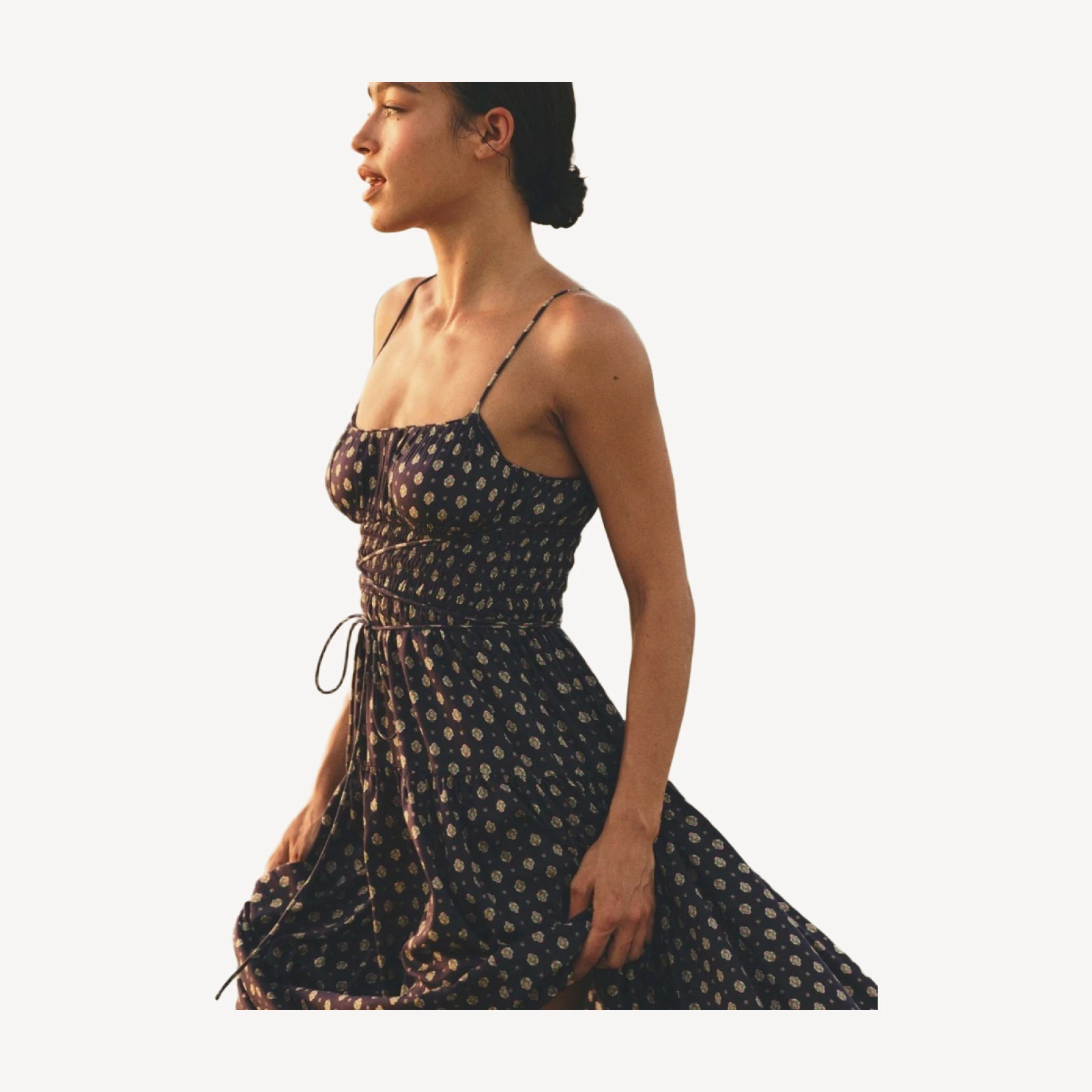 SAFIA DRESS -- NAVY CADIZ FOULARD