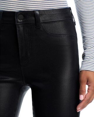 L'Agence Kendra High Rise Crop Flare Jeans in Metro Coated, photo 4