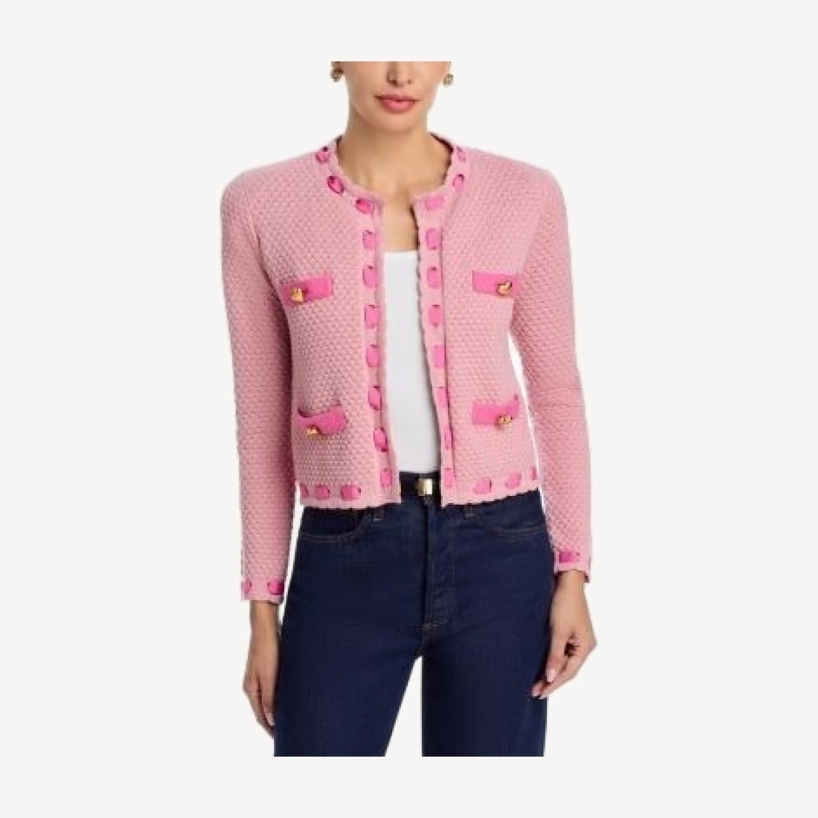 L'Agence Astor Contrast Trim Cardigan