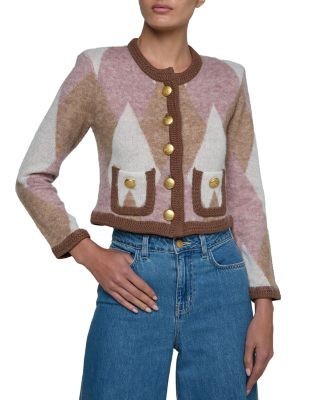 L'Agence Siobhan Fuzzy Argyle Cardigan Sweater, photo 2