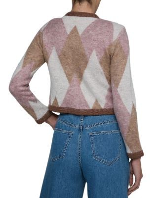 L'Agence Siobhan Fuzzy Argyle Cardigan Sweater, photo 3