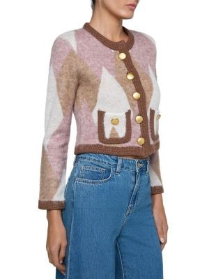 L'Agence Siobhan Fuzzy Argyle Cardigan Sweater, photo 4