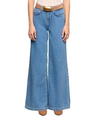 L'Agence Petite Quincy Cotton Blend High Rise Wide Leg Jeans in Wilton