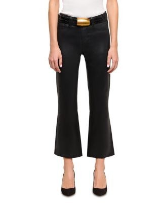 L'Agence Petite Kendra High Rise Crop Flare Leg Jeans in Noir Coated, photo 2