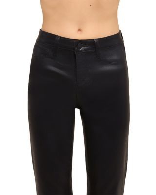 L'Agence Petite Kendra High Rise Crop Flare Leg Jeans in Noir Coated, photo 4