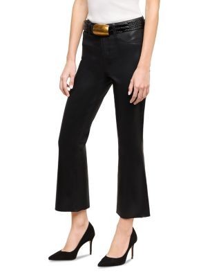 L'Agence Petite Kendra High Rise Crop Flare Leg Jeans in Noir Coated, photo 5