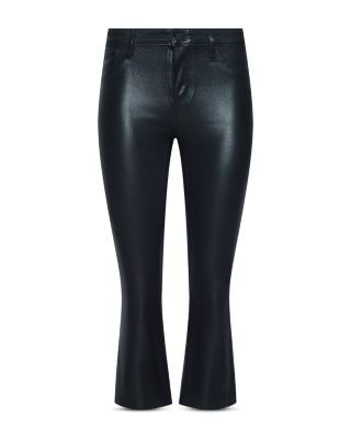 L'Agence Petite Kendra High Rise Crop Flare Leg Jeans in Noir Coated, photo 6