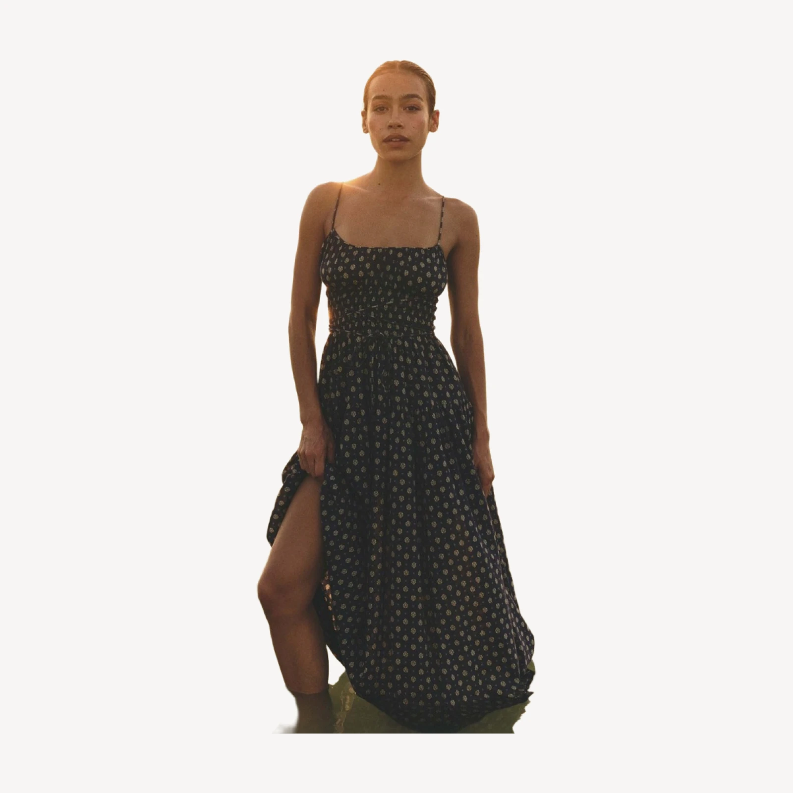 SAFIA DRESS -- NAVY CADIZ FOULARD
