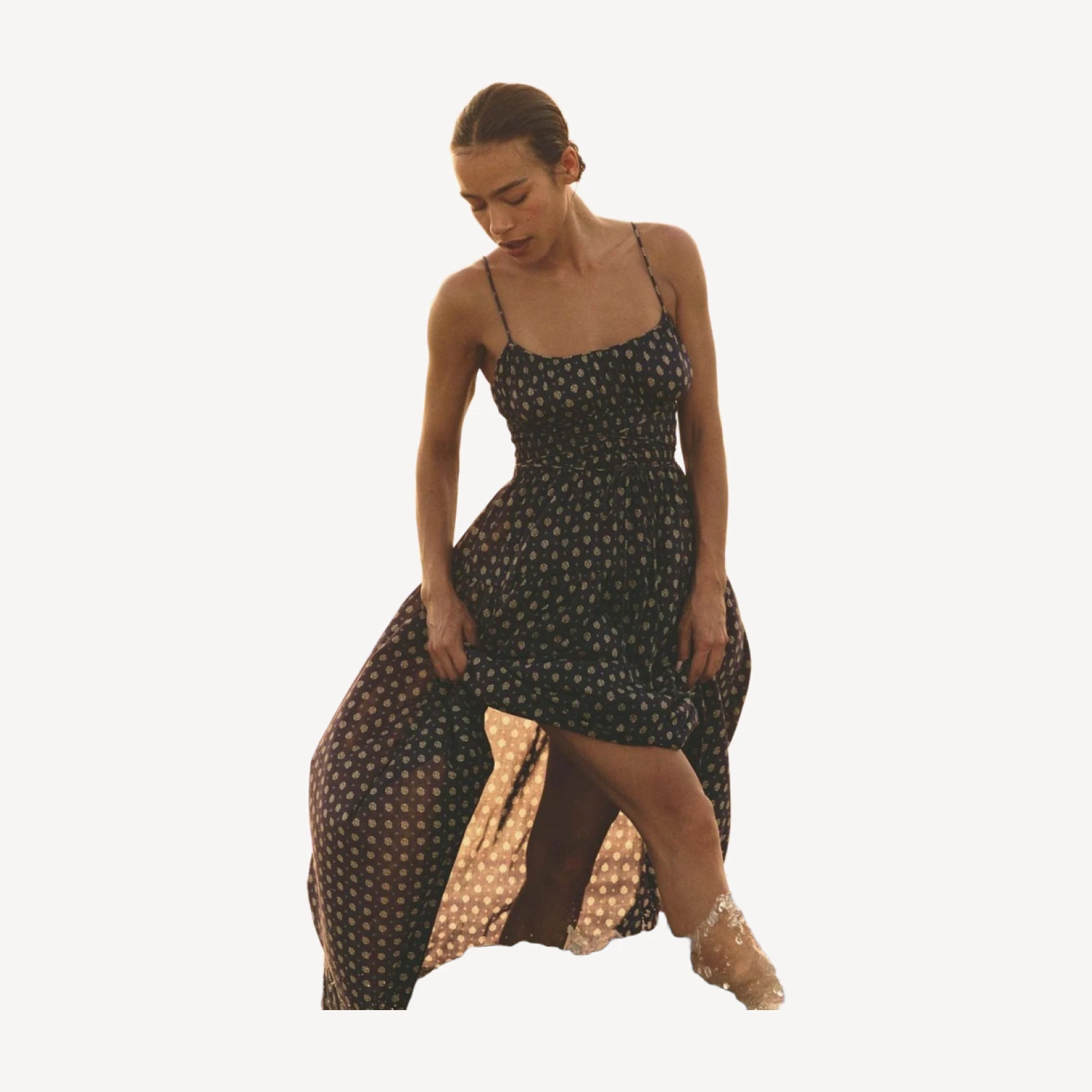 SAFIA DRESS -- NAVY CADIZ FOULARD