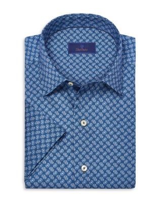 David Donahue Neat Print Short Sleeve Shirt