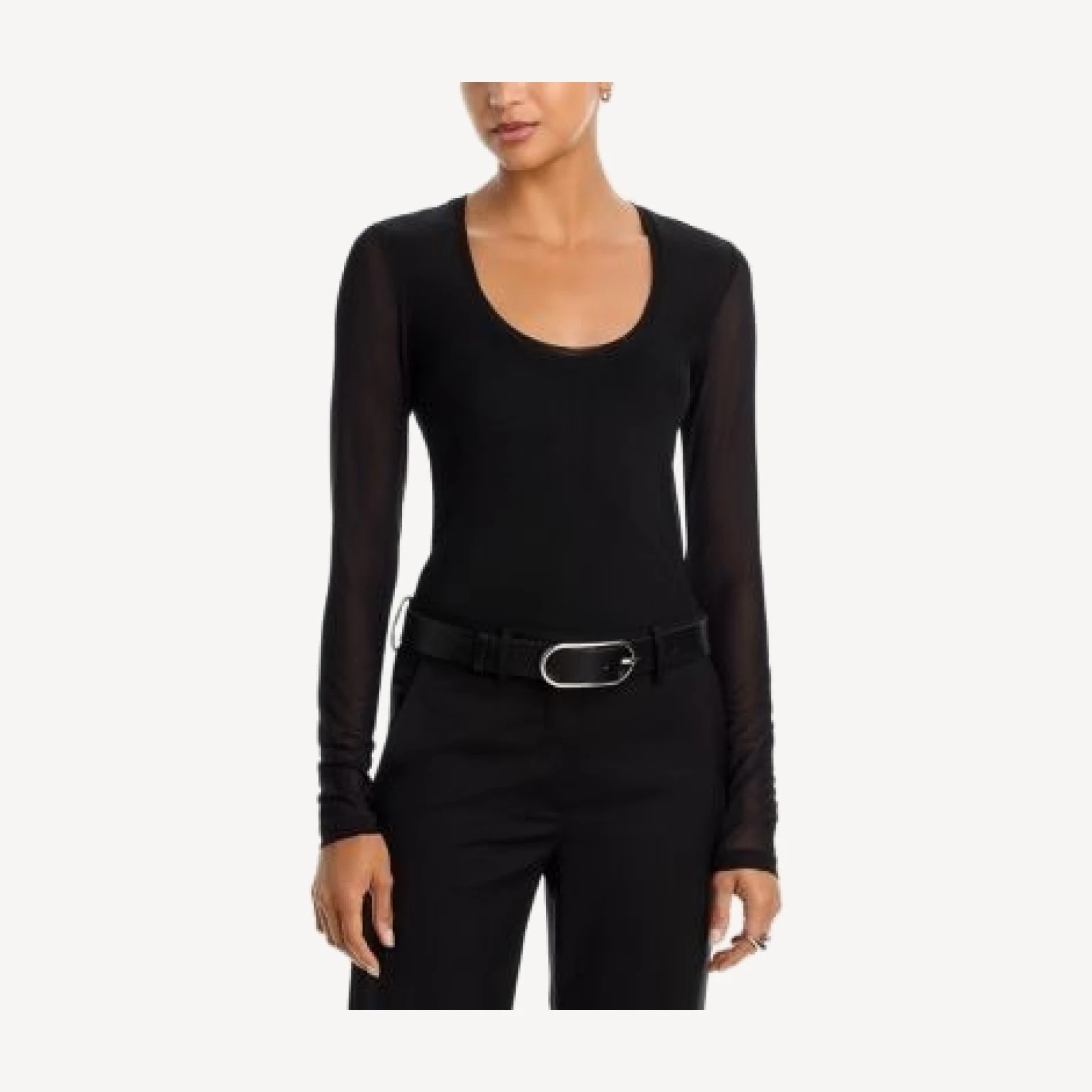 rag & bone Luca Mesh Paneled Scoop Neck Top