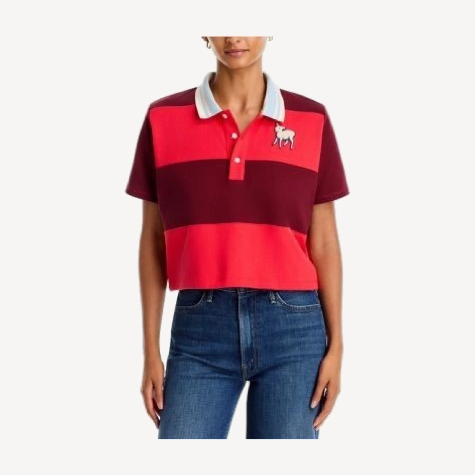 Mother The Boxy Match Striped Cotton Polo