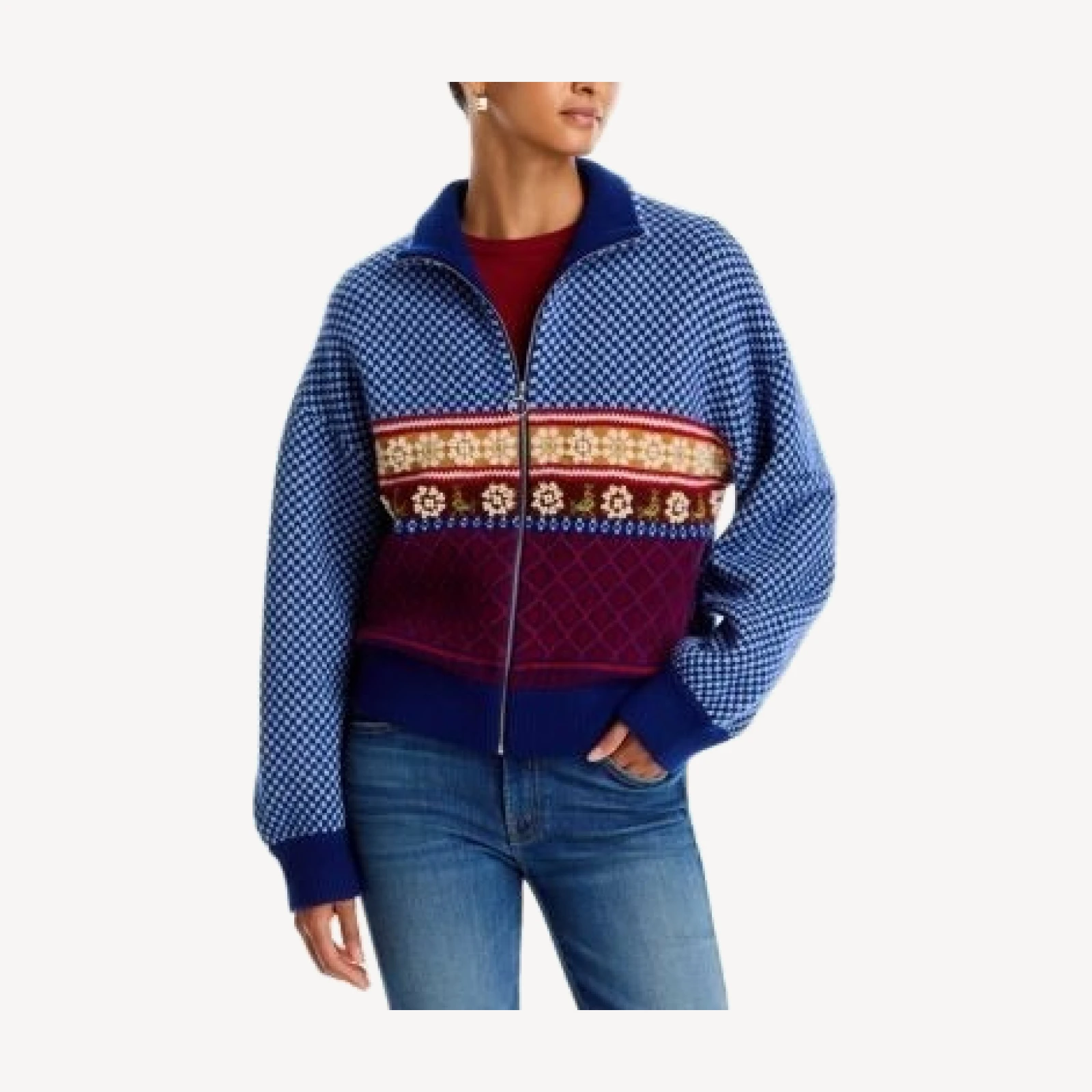 Mother The Lifesaver Wool Fair Isle Zip Cardigan
