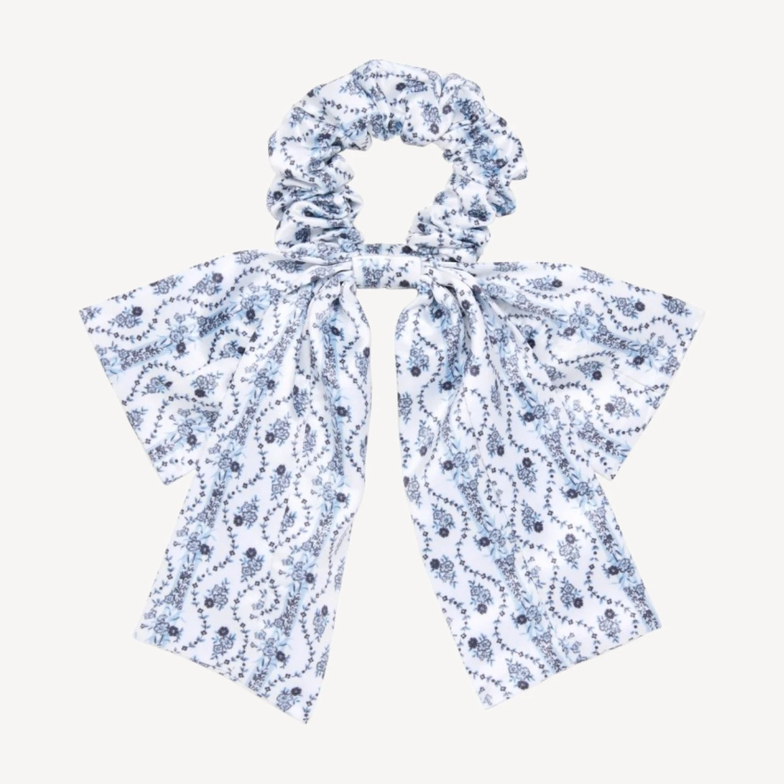 The Hill House x Wet Brush Scrunchie Bow - Blue Vine Stripe