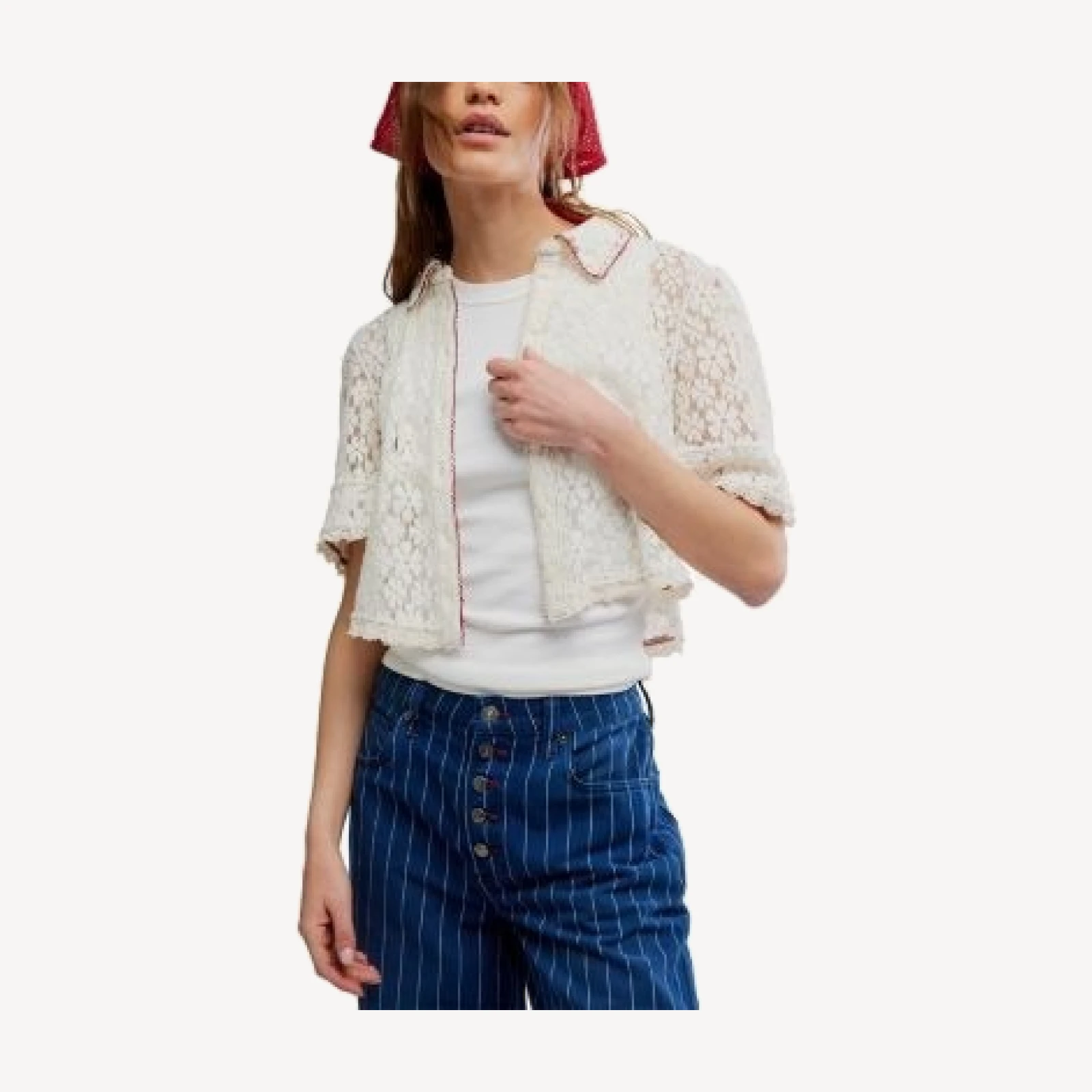 Free People Mannie Lace Button Down Shirt