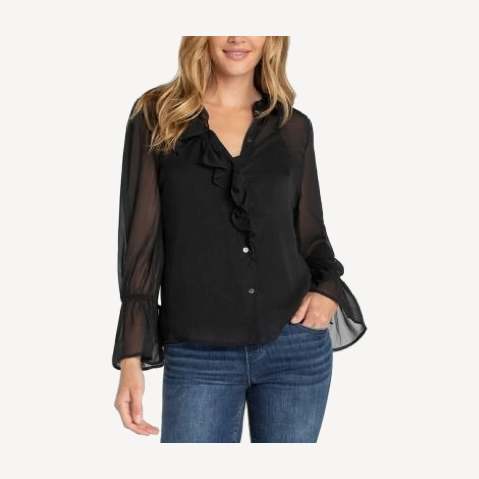 Liverpool Los Angeles Ruffled Front Shirt