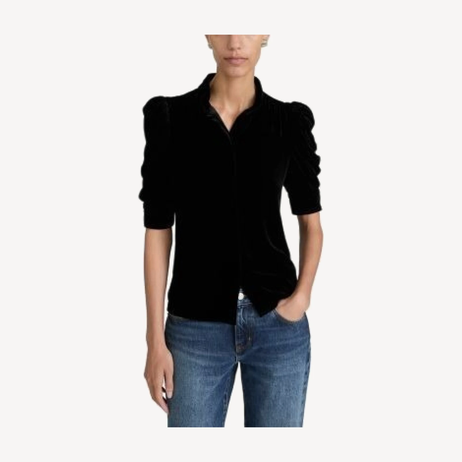 Frame The Velvet Gillian Puff Sleeve Top