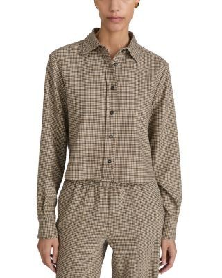 Frame The Charles Check Wool Blend Cropped Shirt