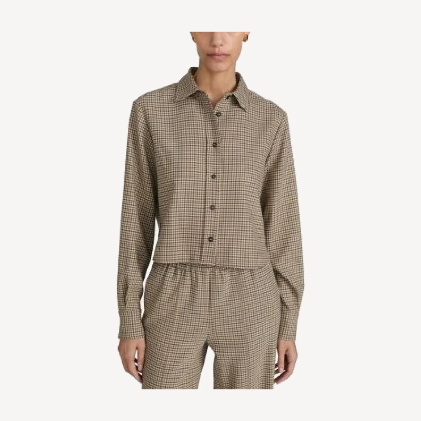 Frame The Charles Check Wool Blend Cropped Shirt