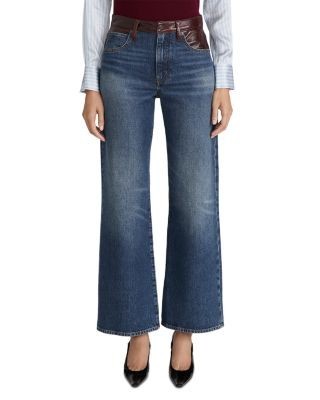 Frame The Leather Contrast Swing High Rise Jeans in Sail, photo 2