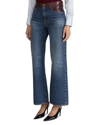 Frame The Leather Contrast Swing High Rise Jeans in Sail, photo 4
