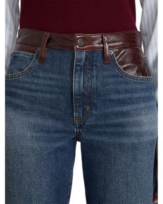 Frame The Leather Contrast Swing High Rise Jeans in Sail, photo 5