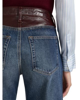Frame The Leather Contrast Swing High Rise Jeans in Sail, photo 6