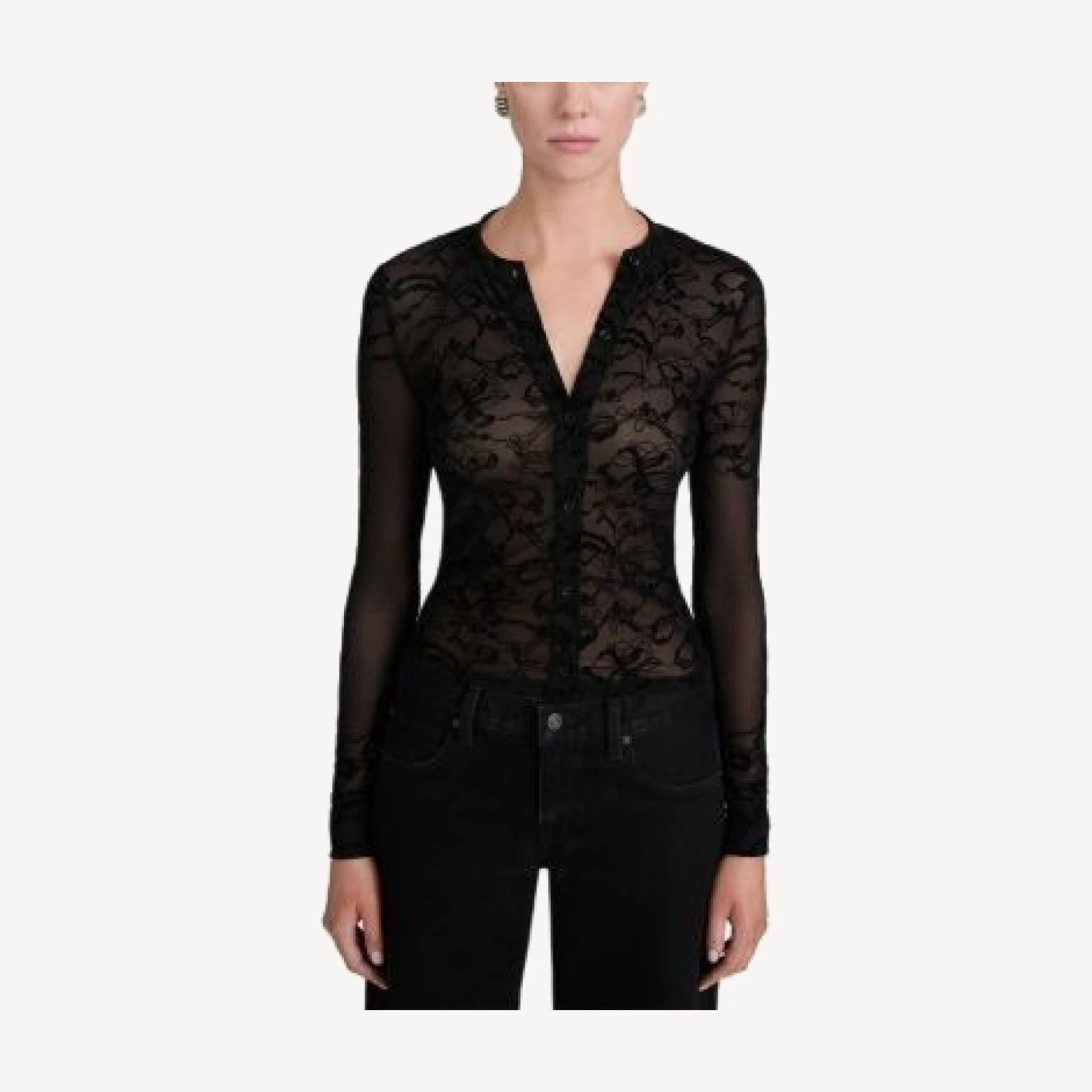 Frame The Lace Burnout Fitted Top