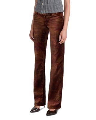Frame The Velvet Rodeo Low Rise Jeans in Deep Garnet Brocade, photo 3
