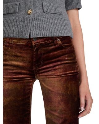 Frame The Velvet Rodeo Low Rise Jeans in Deep Garnet Brocade, photo 4