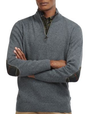 Barbour Holden Wool Tartan Trim Regular Fit Quarter Zip Mock Neck Sweater