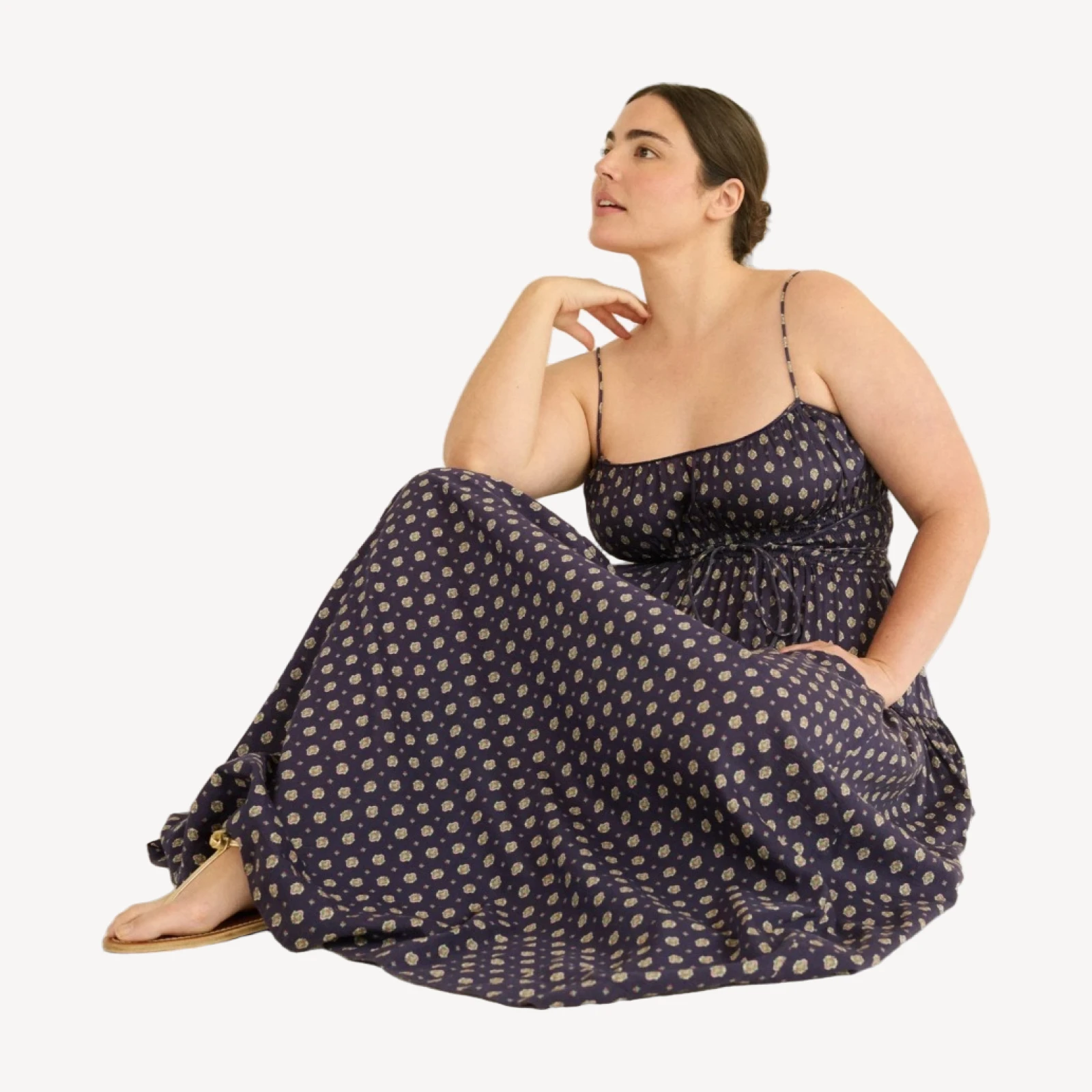 SAFIA DRESS -- NAVY CADIZ FOULARD