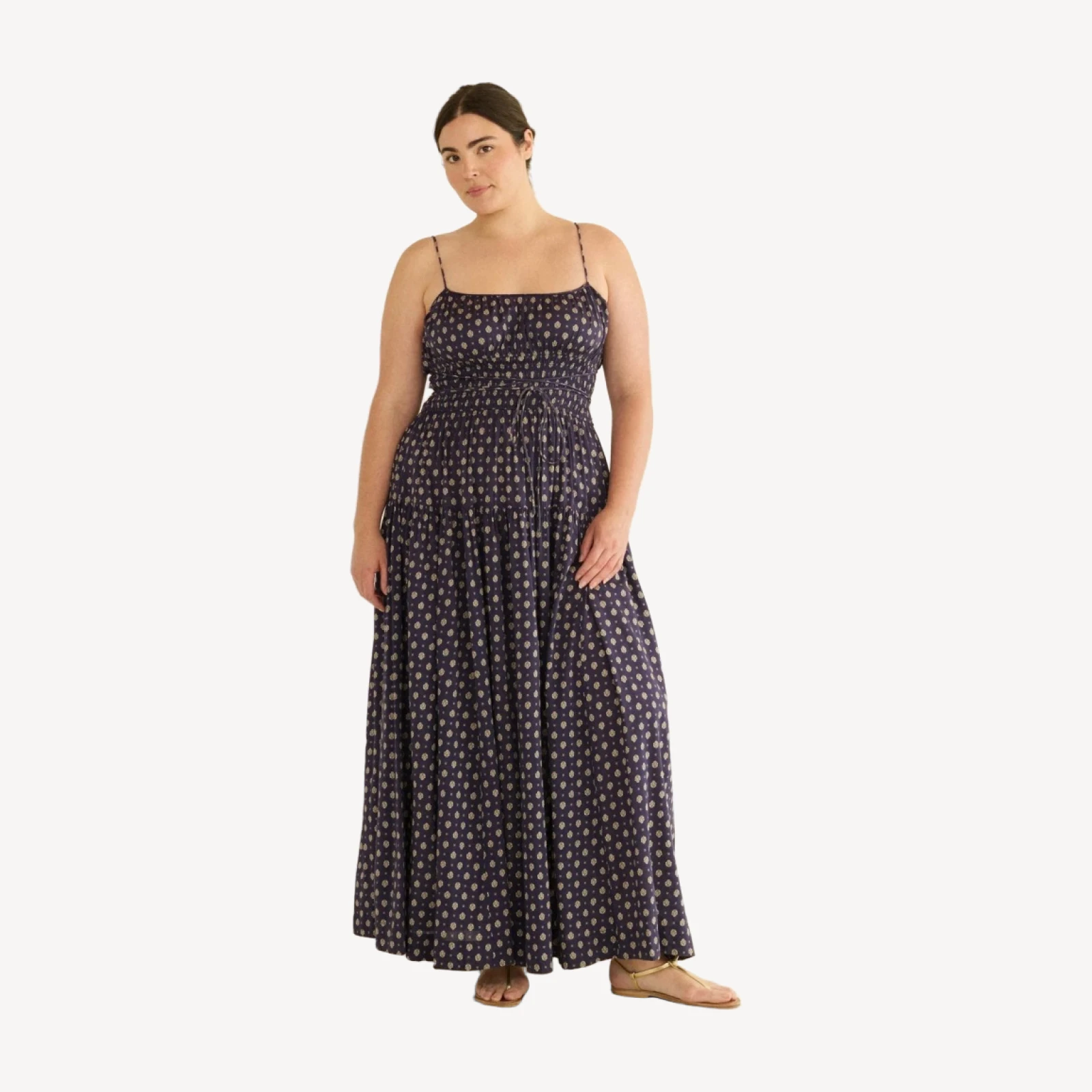 SAFIA DRESS -- NAVY CADIZ FOULARD