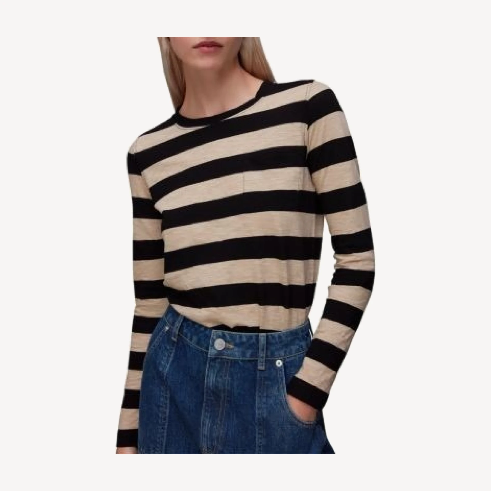 Whistles Cotton Striped Crewneck Top