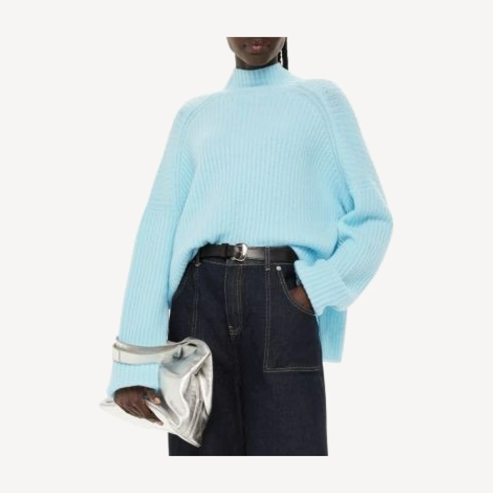 Whistles Wool Mix Rib Funnel Neck Sweater