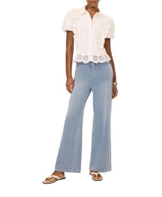 Mint Velvet Women's Stretch Denim Wide Leg Travel Jeans in Blue Wash, photo 2