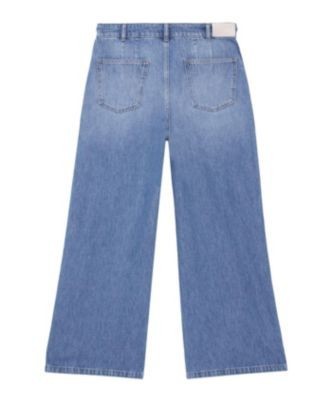 Mint Velvet Women's Popper Detail Wide Jeans in Blue Wash, photo 3