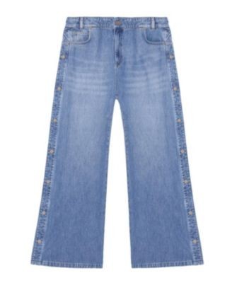 Mint Velvet Women's Popper Detail Wide Jeans in Blue Wash, photo 5