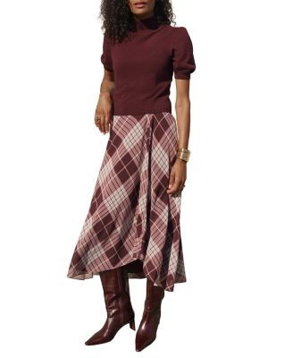 Mint Velvet Women's Checked Layered Midi Dress